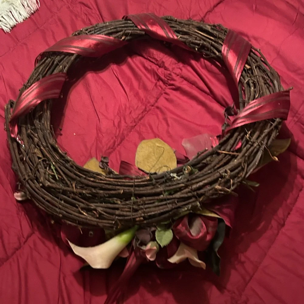 Burgundy Magnolias and Pink Cala Lilies Wreath